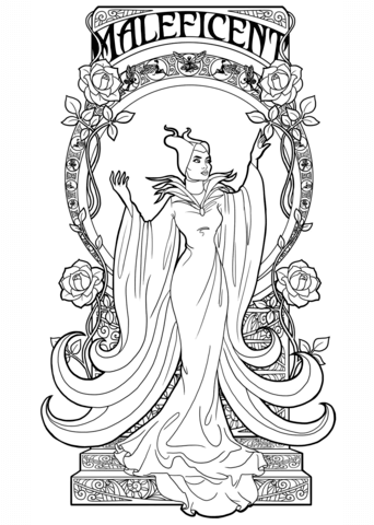 Art Nouveau Maleficent Coloring Page